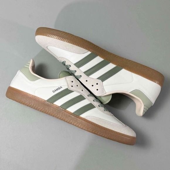 NWT SAMBA OG shock absorption low shoes women US size sneakers white green - Picture 3 of 5